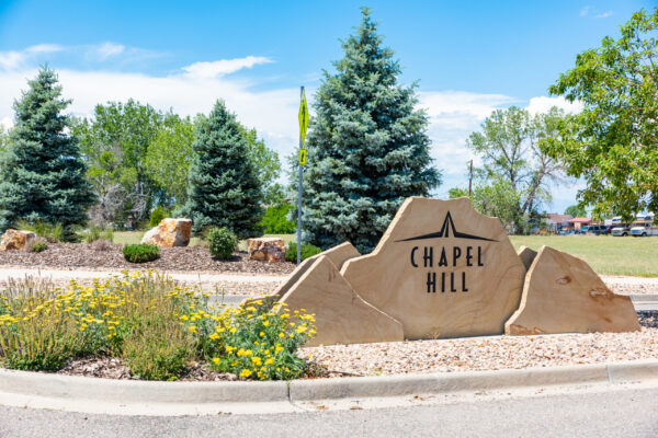 Exterior image of the available parcels, showing the Chapel Hill neighborhood signage