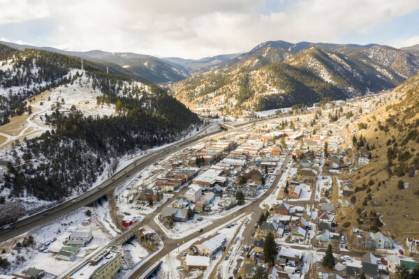 Aerial image of the town