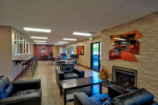 Interior image showing the cafe and work area